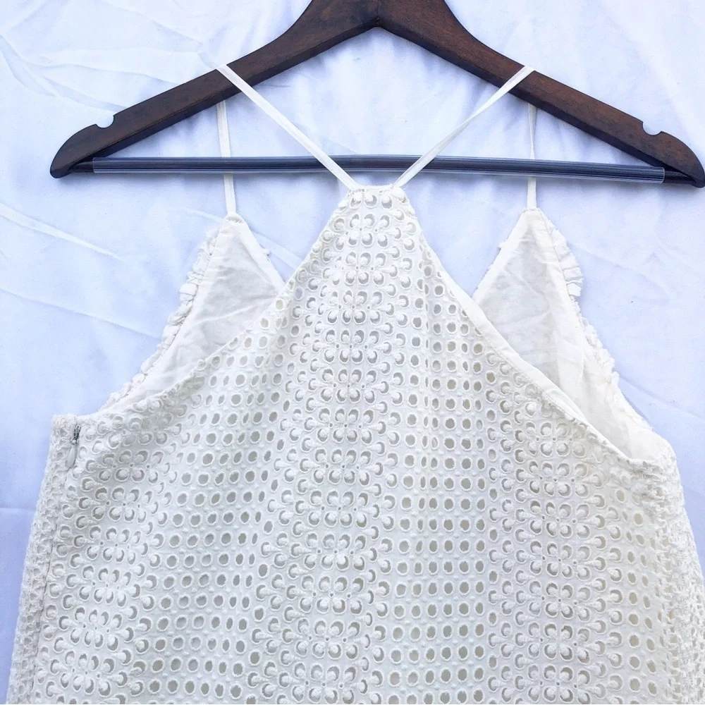 J. CREW COLLECTION | RUFFLE-HEM SPAGHETTI STRAP EYELET DRESS SIZE 8